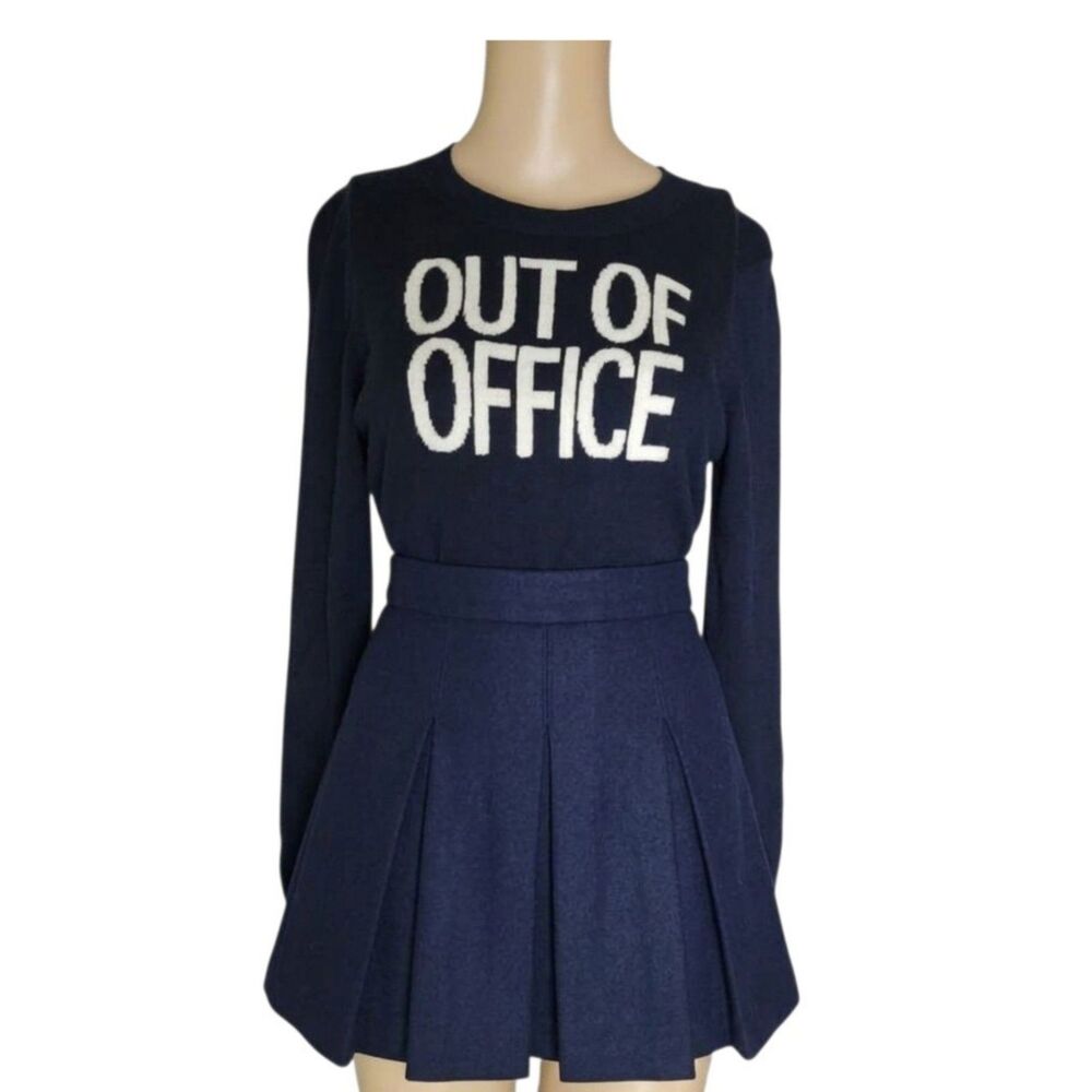 Joie Jennica Out Of Office Graphic Knit Crewneck Sweater Navy Blue - XS NWT